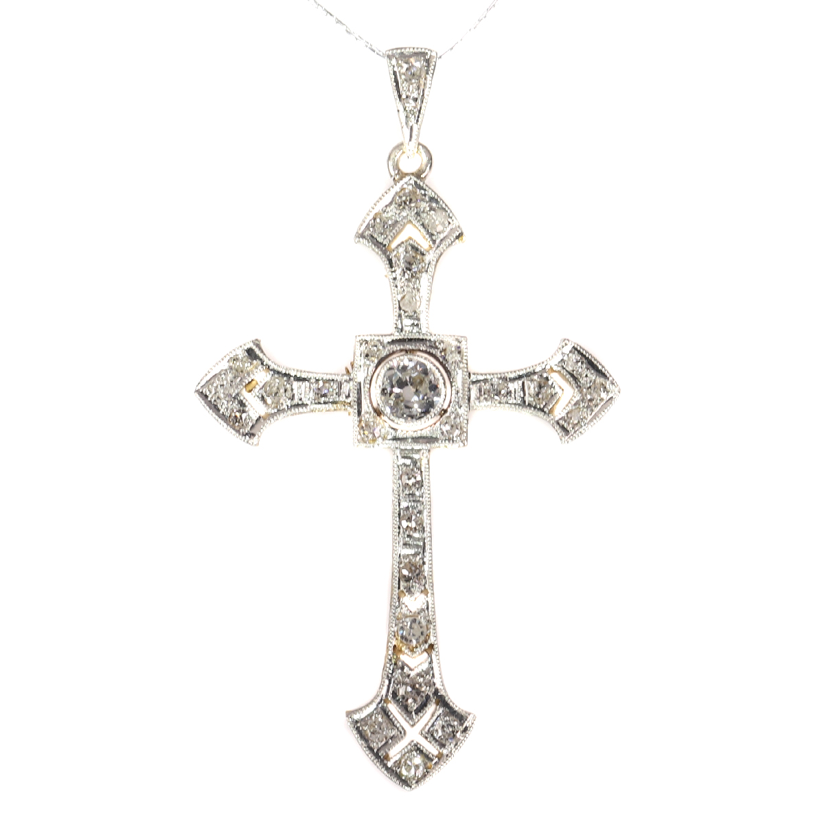 Art Deco diamond cross pendant